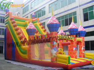 Huge Colorful Castle Commercial Inflatable Slide 0.55mm 1000d , 18 OZ PVC Tarpaulin
