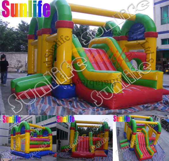 Outdoor Inflatable Combo With Bouncy Slides And Climbing With CE / UL Blower