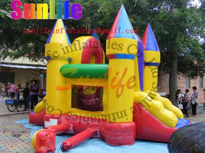 Mini Yellow Inflatable Bouncer Slide Combo , Bouncy Castles With Slide For Fun