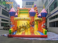 Huge Colorful Castle Commercial Inflatable Slide 0.55mm 1000d , 18 OZ PVC Tarpaulin