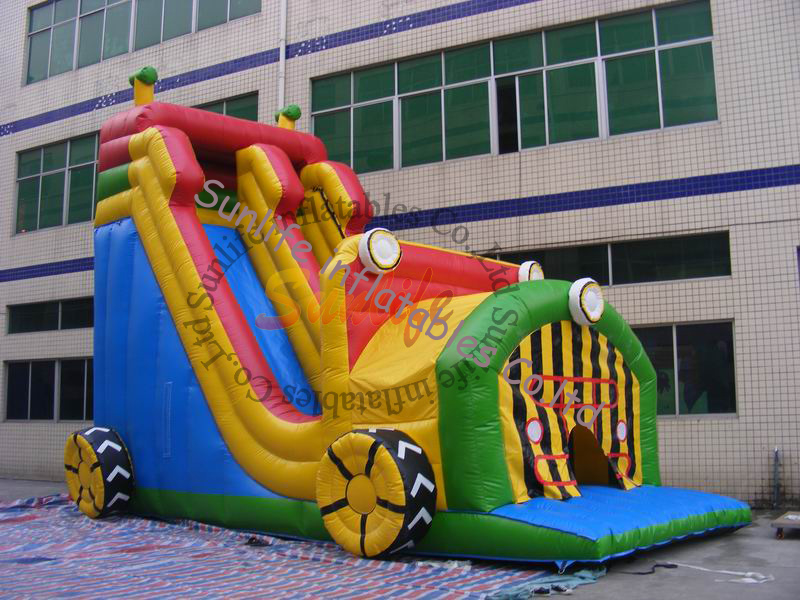 lide Commercial Inflatable Car Slide For Rental / Inflatable Dry Slide For Amusement Park