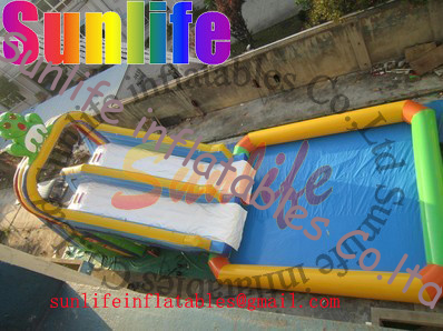 Promotion Colourful Commercial Outdoor Inflatable Water Slide For Pools UL / CE
