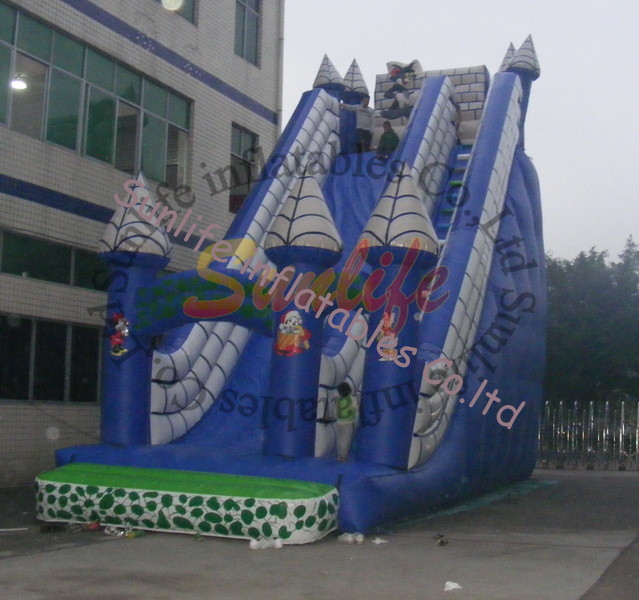 Commercial Grade 0.55mm Blue Scream Inflatable Bouncy Slide UL / CE