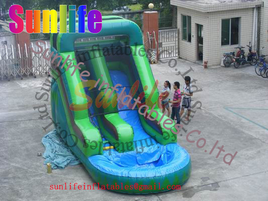 Attractive Fire Retardant Outdoor Inflatable Water Slides For Ground Pools Grade 0.55mm
