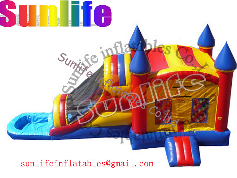 inflatable pool and jumper slide combo