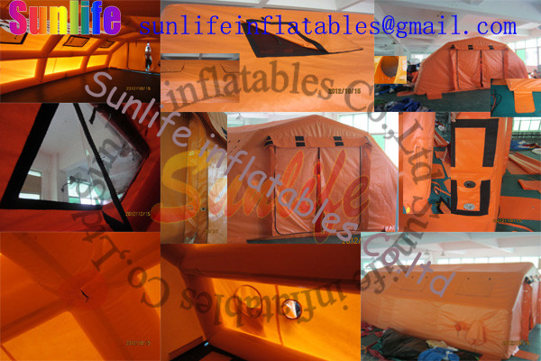 inflatable air tight 0.6mm pvc tarpaulin orange outdoor emergency medical tent