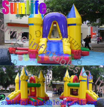 Mini Yellow Inflatable Bouncer Slide Combo , Bouncy Castles With Slide For Fun