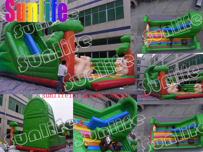 inflatable jungle animal slide